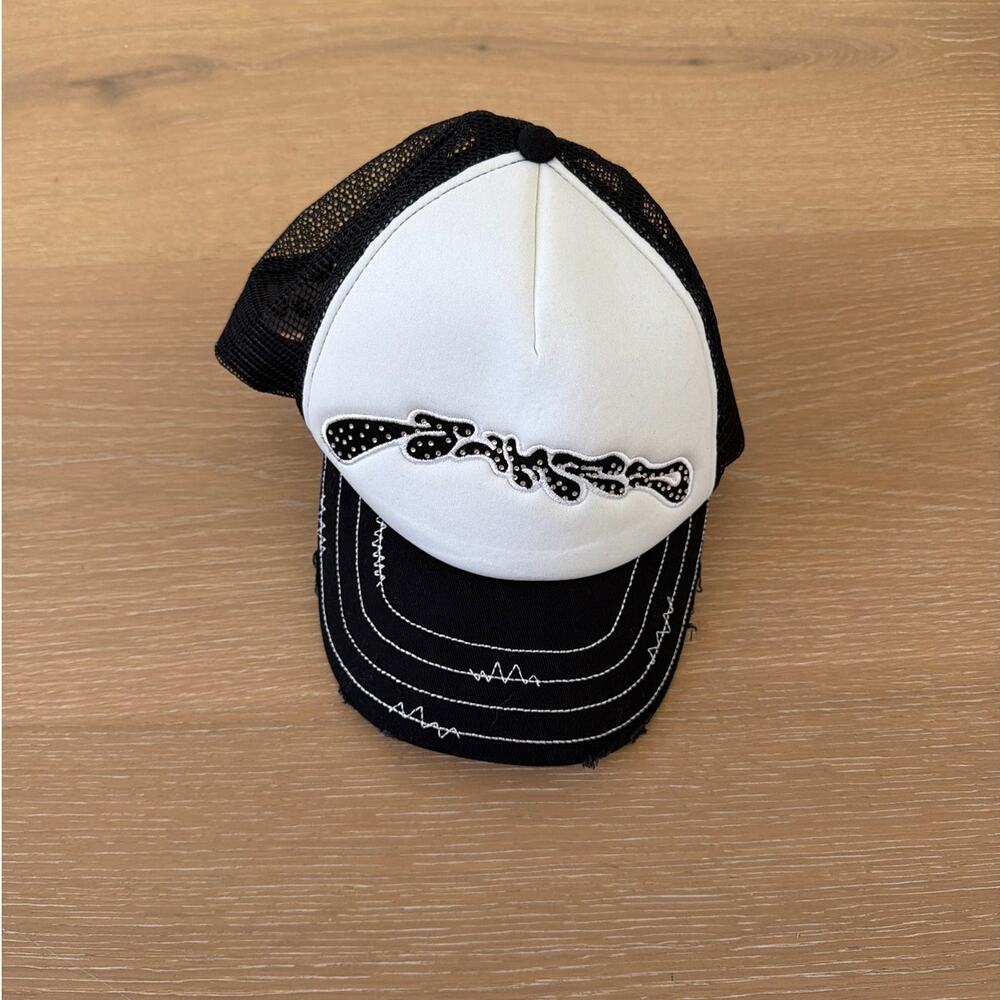 Named Collective Rhinestone Trucker Hat One Size Black White
